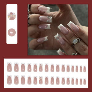 French-Tip-Long-Coffin-Press-on-Nails-with-3D-Bow-Rhinestones